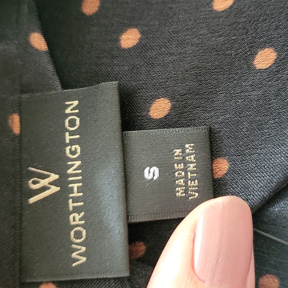 Worthington Women's Long Sleeve Tie Neck Polka-dot Blouse Size S - Picture 10 of 11